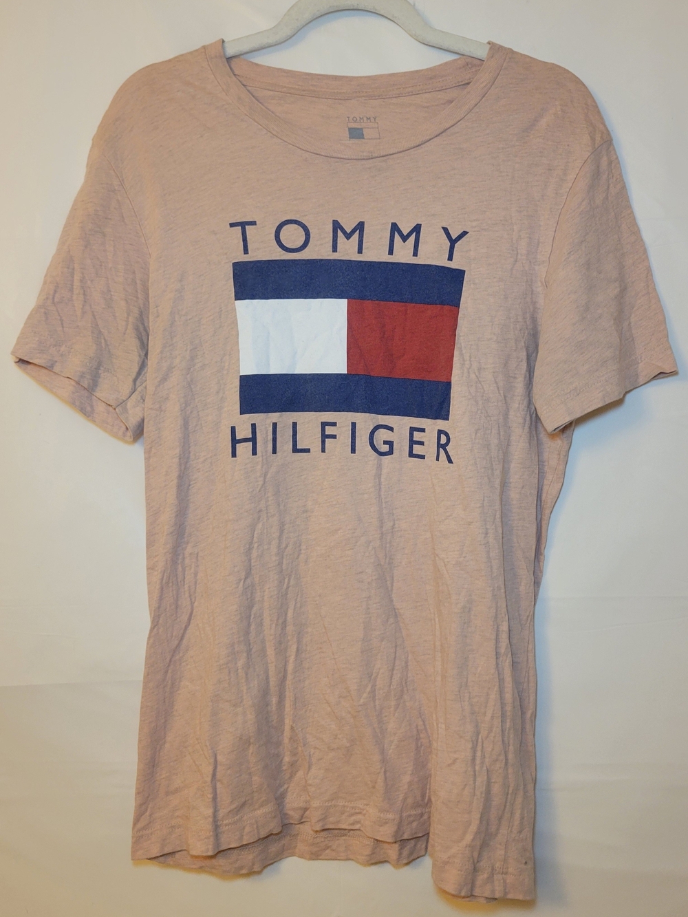 Tommy Hilfiger Men's Dusty Pink Logo Crew Neck Tee